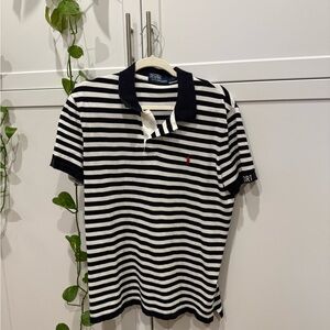 Ralph Lauren Navy and White Striped Polo